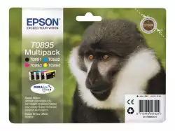EPSON 2LB T0895 ink cartridge black and tri-colour standard capacity 16.3ml 1-pack blister without alarm
