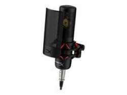 HP HyperX XLR Microphone ProCast large diaphragm cardioid condenser anti-vibration shock mount filter HyperX Shield included Black