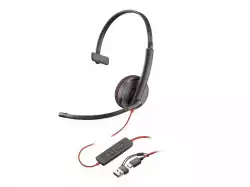 HP Poly Blackwire 3210 Monaural USB-C Headset +USB-C/A Adapter                          