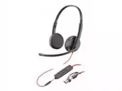 HP Poly Blackwire 3225 Stereo USB-C Headset +3.5mm Plug +USB-C/A Adapter Bulk