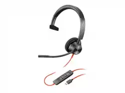 HP Poly Blackwire 3310 Monaural USB-C Headset +USB-C/A Adapter