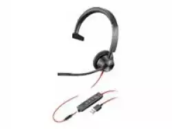 HP Poly Blackwire 3315 Blackwire 3300 series headset on-ear wired active noise cancelling 3.5mm jack USB-A black