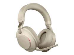 JABRA Evolve2 85 UC Stereo Headset full size Bluetooth wireless wired active noise cancelling 3.5 mm jack noise isolating beige