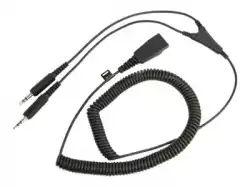 JABRA QD Cord to 2x 3.5mm pin plug coiled 0.5-2meters for GN2100 GN2000 GN2200