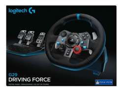 Logitech G29 Driving Force Racing Wheel, PlayStation 4, PlayStation 3, PC, 900° Rotation, Dual Motor Force Feedback, Adjustable Pedals, Leather 