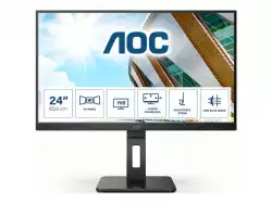 Монитор AOC 24P2QM, 23.8" VA WLED, 1920x1080@@75Hz, 4ms GtG, 300cd m/2, 3000:1, 50M:1 DCR, Adaptive Sync, Low Blue Light, FlickerFree, 2Wx2, Tilt, Height Adjust, Pivot, Swivel, D-SUB, DVI, HDMI, DP, USB hub