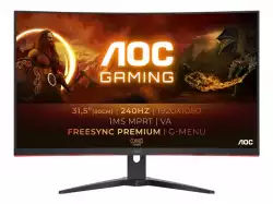 Монитор AOC C32G2ZE/BK, 31.5" Curved 1500R, VA, WLED, 1920x1080@@240Hz, 4ms GtG, 1ms MPRT, 300cd/m2, 4000:1, DCR 80M:1, FreeSync, FlickerFree, Low Blue Light, Tilt, 2xHDMI, DP