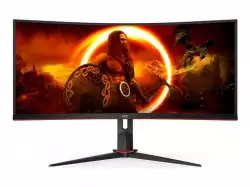 Монитор AOC CU34G2XP/BK, 34" Curved 1500R VA, WLED, 3440x1440@@180Hz, 1ms GtG, 1ms MPRT, 430 cd/m2, 4000:1, 80M:1 DCR, Tilt, Height Adjust, Swivel, 2xHDMI, 2xDP, USB hub