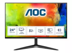 Монитор AOC LED 24B1H MVA (23.6“, 16:9, 1920x1080, MVA, 250 cd/m², 3000:1, 20M:1, 5 ms, 178/178°, VGA, HDMI, 3H, Audio-Out, Tilt: -3.5/+21.5°, Borderless) Black, 3y