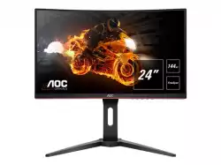 Монитор AOC LED C24G1 Curved Gaming (24“, 16:9, 1920x1080, VA, 144Hz, 250 cd/m², 3000:1, 80M:1, 1 ms, 178/178°, VGA, 2xHDMI, DP, Audio OUT, Tilt: -5/+35°, Swivel, Tilt, H. Adjust, VESA, Ergonomic, Borderless, 1500R curvature) Black-Red, 3y