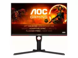 Монитор AOC Q27G3XMN/BK, 27" VA Backlight type MiniLED, 2560x1440@@180Hz, 1ms GtG, 1000cd/m2, 3000:1, DCR 80M:1, Adaptive Sync, FlickerFree, Low Blue Light, Tilt, Height Adjust, Pivot, Swivel, 2xHDMI, DP