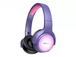 Philips Kids Bluetooth Wireless Headphones, 20 hours of play time ,LED light panels in the ear cups, pink