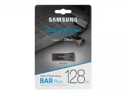 SAMSUNG BAR Plus USB flash drive Type-A 128GB 400 MB/s read 110 MB/s write resistant USB 3.1 Titan Gray with key ring