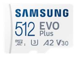 Samsung 512GB micro SD Card EVO Plus with Adapter, UHS-I interface, Read Speed up to 160MB/s