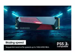 Samsung SSD 990 PRO 4TB Heatsink PCIe 4.0 NVMe 2.0 M.2 V-NAND 3-bit MLC, 256-bit Encryption, Read 7450 MB/s Write 6900 MB/s 
