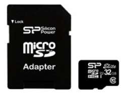 Silicon Power Elite /class 10 32GB mSD Card UHS-1 (U1) R/W: up to 85/10 MB/s, ECC function, Shock/water/x-ray-proof, w/ adapter