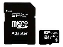 Silicon Power Elite /class 10 32GB mSD Card UHS-1 (U1) R/W: up to 85/10 MB/s, ECC function, Shock/water/x-ray-proof, w/ adapter