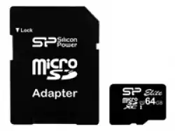 Silicon Power Elite /class 10 64GB mSD Card UHS-1 (U1) R/W: up to 85/10 MB/s, ECC function, Shock/water/x-ray-proof, w/ adapter