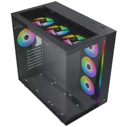 Xigmatek AQUA Ultra Air EN41907, Black, E-ATX/ATX/M-ATX/MINI ITX, USB 3.0 X 2, USB 2.0 X 2, USB-C X 1, HD AUDIO, Mesh Top, Front & Left TG, ARGB Strip, 7PCS Z20A&Galaxy II Fan Control Kit