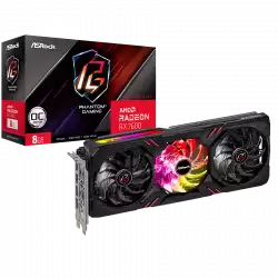 ASROCK Video Card AMD Radeon RX7600 Phantom Gaming 8GB OC, GDDR6, 128-bit, 3 x DisplayPort™ 2.1, 1 x HDMI™ 2.1, 3 x 8-pin Power Connectors, Recommended PSU 600W