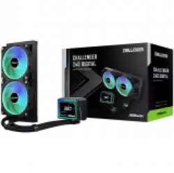 Asrock Challenger 240 Digital, AiO liquid cooler, ARGB, Digital display, 240 mm radiator, AM5, AM4, LGA1851, LGA1700, 90-ACLA36-BAAGA6, Black, 6Y
