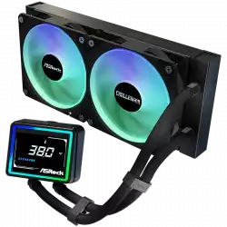 Asrock Challenger 240 Digital, AiO liquid cooler, ARGB, Digital display, 240 mm radiator, AM5, AM4, LGA1851, LGA1700, 90-ACLA36-BAAGA6, Black, 6Y
