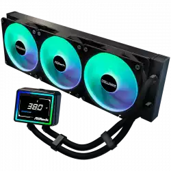 Asrock Challenger 360 Digital, AiO liquid cooler, ARGB, Digital display, 360 mm radiator, AM5, AM4, LGA1851, LGA1700, 90-ACLA36-BAAGA6, Black, 6Y