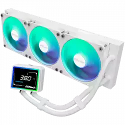 Asrock Challenger White 360 Digital, AiO liquid cooler, ARGB, Digital display, 360 mm radiator, AM5, AM4, LGA1851, LGA1700, 90-ACLA36-WAAGA6, White, 6Y
