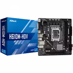 ASROCK Main Board Desktop H610M-HDV (S1700, 2x DDR4, 1x PCIe x16, 1x PCIe x1, 4x SATA3 6.0Gb/s, 4x USB 3.2, 6x USB 2.0, 1x VGA, 1x HDMI, 1x DP 1.4, 1x GLAN, mATX) Retail
