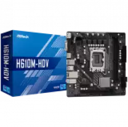 ASROCK Main Board Desktop H610M-HDV (S1700, 2x DDR4, 1x PCIe x16, 1x PCIe x1, 4x SATA3 6.0Gb/s, 4x USB 3.2, 6x USB 2.0, 1x VGA, 1x HDMI, 1x DP 1.4, 1x GLAN, mATX) Retail