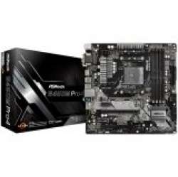 ASROCK Main Board Desktop B450M PRO4 (AM4 B450, 4xDDR4,PCIe 3.0 x16,PCIe 2.0 x1, M.2, 4 SATA3, Type -C, 7 USB,VGA, DVI, HDMI) mATX