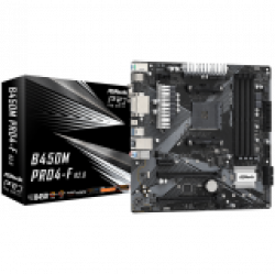 ASROCK Main Board Desktop B450M PRO4-F (SAM4,4xDDR4,1xPCI E 3.0x16,1xPCI E 2.0x16, 1xPCI E 2.0x1, SATA III, Raid, 1xUlraM.2,USB3.0,GLAN, VGA,HDMI,DVI) mATX Retail