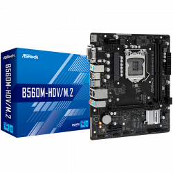 ASROCK Main Board Desktop B560M-HDV/M.2 (S1200, 2x DDR4, 1x PCIe 4.0 x16, 1x PCIe 3.0 x1, 4x SATA3 ,1x Ultra M.2, GLAN, 1x VGA, 1x DVI, 1x HDMI, 4x USB 3.2, 6x USB 2.0) mATX.