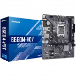 ASROCK Main Board Desktop B660M-HDV (S1700, 2x DDR4, 1x PCIe x16, 2x PCIe x1, 4x SATA3 6.0Gb/s, 1x m.2 PCIe, 5x USB 3.2, 1x USB-C, 5x USB 2.0, 1x Com port header, 1x VGA, 1x HDMI, 1x DP 1.4, GLAN, mATX) Retail