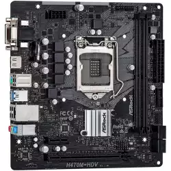 ASROCK Main Board Desktop H470M-HDV (S1200, 2xDDR4, 1 xPCIe x16, 1 xPCIe x1, 4xSATA3, GLAN, VGA, DVI-D, HDMI, 2xUSB 3.1, 4xUSB 3.2, mATX, Retail)