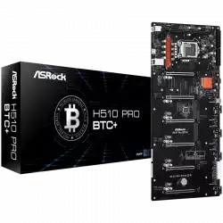 ASROCK Main Board Desktop H510 PRO BTC+ (s1200, H510, 1xDDR4, 6x PCI Ex3.0 x16, 1x Mining Port (M_Port1 at x1), 1xSATA, 1xM.2, 2x USB3.1 Gen1, 2x USB2.0, HDMI, GLAN, Power/Reset button, ATX, Retail)