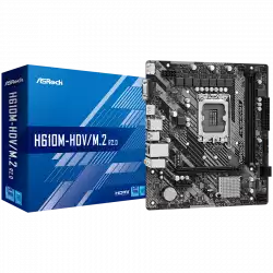 ASROCK Main Board Desktop H610M-HDV/M.2 (S1700, 2x DDR4, 1x PCIe 4.0 x16, 1x PCIe 3.0 x1, 4x SATA3 6.0Gb/s, 1x m.2 PCIe, 4x USB 3.2, 6x USB 2.0, 1x VGA, 1x HDMI, 1x DP 1.4, 1x GLAN, mATX) Retail