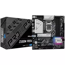 ASROCK Main Board Desktop Z590M Pro4 (S1200, 4xDDR4, 4xPCIe x16, 2xPCIe x1, SATA III, 1 xM.2, 1 xUlraM.2, USB3.0, GLAN, HDMI, DP), Retail