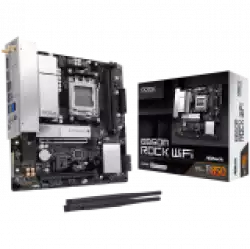 ASROCK MB B850M Rock WiFi 7, AM5, 2x DDR5, 1x PCIe 5.0 x16, 1x PCIe 3.0x16, 1x Blazing M.2, 1x Hyper M.2, 4x SATA3, RAID 0, 1, 10, 7.1 CH HD Audio, 1x HDMI, 6x USB 3.2, 5x USB 2.0, 1x USB-C, 2.5G LAN, 2x Wi-Fi 6E, BT, 1x HDMI, 1x DP, mATX