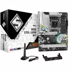 ASROCK MB Desktop B650E Steel Legend, AM5, 4x DDR5, 1x PCIe 5.0 x16, 1x PCIe 3.0 x16, 1x Blazing M.2(PCIe Gen5x4), 2x Hyper M.2(PCIe Gen4x4), 2x SATA3 6.0 Gb/s, 7.1 CH HD Audio, 1x HDMI, 1x DisplayPort, 2.5G LAN, 802.11ax Wi-Fi 6E + Bluetooth