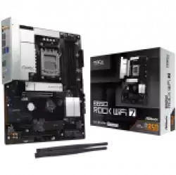 ASROCK MB Desktop B850 Rock WiFi 7, AM5, 4x DDR5, 1x PCIe 5.0 x16, 1x PCIe 4.0 x16, 1x Blazing M.2, 1x Hyper M.2, 4x SATA3, RAID 0, 1, 10, 7.1 CH HD Audio, 1x HDMI, 8x USB 3.2, 8x USB 2.0, 2x USB-C, 2.5G LAN, 2x Wi-Fi 7, BT, 1x HDMI, 1x SPDIF, ATX