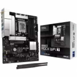 ASROCK MB Desktop B860 Rock Wi-fi 7, S.1851, 4x DDR5, 1x PCIe 5.0 x16, 1x PCIe 4.0 x4, 1x Blazing M.2, 2x Hyper M.2, 4x SATA3, 2x USB-C, 7x USB 3.2, 6x USB 2.0, 1x RJ-45 2.5GB Lan, 802.11be Wi-Fi 7 + Bluetooth 5.4, ATX