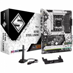 ASROCK MB Desktop X670E Steel Legend, AM5, 4x DDR5, 1x PCIe 5.0 x16, 1x PCIe 3.0 x16, 1x PCIe 3.0 x1, 4x SATA3, 3x Hyper M.2 (PCIe Gen4x4), 1x Blazing M.2(PCIe Gen5x4), 7.1 CH HD Audio, 1x HDMI, 1x DisplayPort, 2.5G LAN, Wi-Fi, BT