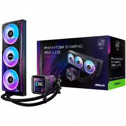 Asrock PHANTOM GAMING 360 LCD, AiO liquid cooler, ARGB, IPS LCD, 360 mm radiator, AM5, AM4, LGA1851, LGA1700, 90-APGA36-BAAGA5, 6Y