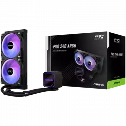Asrock Pro 240 ARGB, AiO liquid cooler, 240 mm radiator, AM5, AM4, LGA1851, LGA1700, 90-APRA36-BAAGA6, Black, 6Y