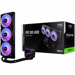 Asrock Pro 360 ARGB, AiO liquid cooler, 360 mm radiator, AM5, AM4, LGA1851, LGA1700, 90-APRA36-BAAGA6, Black, 6Y