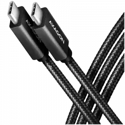 Axagon Data and charging USB 480Mbps cable length 2 m. PD 240W, 5A. Black braided.                          