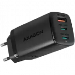 Axagon GaN wallcharger <240V / 3x port (USB + dual USB-C), PD3.0/QC4+/PPS/Apple. 65W total power.