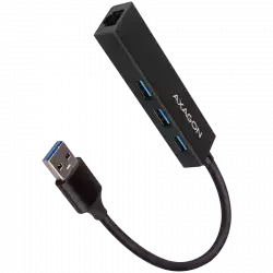 AXAGON HMA-GL3A 3x USB-A + GLAN, USB3.2 Gen 1 hub, metal, 20cm USB-A cable
