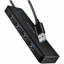 AXAGON HUE-C1A 4x USB3.2 Gen 1 Travel hub, USB-C power IN, w. 20cm Type-A cable
